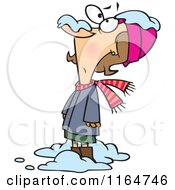 Cartoon Of A Nervous Woman With Snow Dropping On Her Nose Royalty Free Vector Clipart