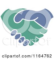Clipart Of A Green And Blue Handshake 3 Royalty Free Vector Illustration by Vector Tradition SM