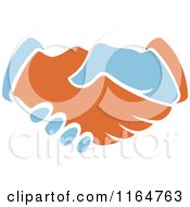 Clipart Of A Blue And Orange Handshake Royalty Free Vector Illustration by Vector Tradition SM
