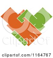 Clipart Of A Green And Orange Handshake Royalty Free Vector Illustration by Vector Tradition SM