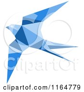 Clipart Of A Blue Origami Hummingbird 2 Royalty Free Vector Illustration