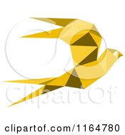 Clipart Of A Yellow Origami Hummingbird 2 Royalty Free Vector Illustration