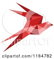 Poster, Art Print Of Red Origami Hummingbird