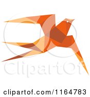 Clipart Of An Orange Origami Hummingbird Royalty Free Vector Illustration
