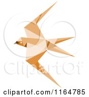 Clipart Of A Tan Origami Hummingbird Royalty Free Vector Illustration