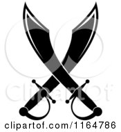 Clipart Of Black And White Crossed Machetes Version 2 Royalty Free Vector Illustration