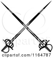 Clipart Of Black And White Crossed Swords Version 24 Royalty Free Vector Illustration