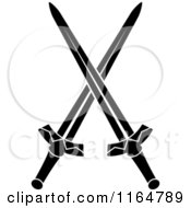 Clipart Of Black And White Crossed Swords Version 22 Royalty Free Vector Illustration