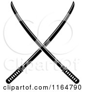 Clipart Of Black And White Crossed Katana Swords Royalty Free Vector Illustration