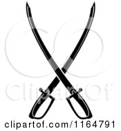 Clipart Of Black And White Crossed Swords Version 21 Royalty Free Vector Illustration