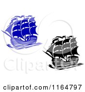 Poster, Art Print Of Blue And Black Brig Ships