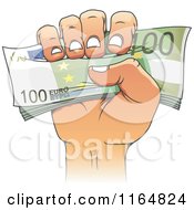 Cartoon Hand Holding Euro Cash