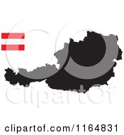 Poster, Art Print Of Black Map Of Austria And Flag