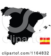 Poster, Art Print Of Black Map Of Spain And Flag