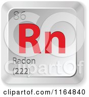 Clipart Of A 3d Red And Silver Radon Chemical Element Keyboard Button Royalty Free Vector Illustration