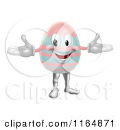 Cartoon Of A Pink And Blue Easter Egg Mascot Royalty Free Vector Clipart