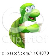 Poster, Art Print Of Happy Tortoise Pointing To A Sign