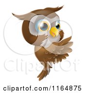 Poster, Art Print Of Happy Owl Pointing To A Sign