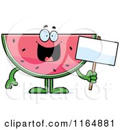 Poster, Art Print Of Watermelon Mascot Holding A Sign