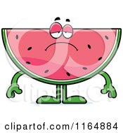 Cartoon Of A Depressed Watermelon Mascot Royalty Free Vector Clipart