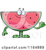 Cartoon Of A Waving Watermelon Mascot Royalty Free Vector Clipart
