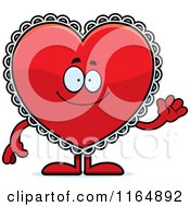 Waving Red Doily Valentine Heart Mascot