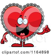 Poster, Art Print Of Red Doily Valentine Heart Mascot With An Idea
