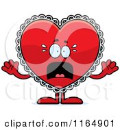 Poster, Art Print Of Scared Red Doily Valentine Heart Mascot