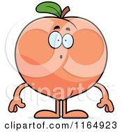 Cartoon Of A Surprised Peach Mascot Royalty Free Vector Clipart