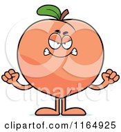 Cartoon Of A Mad Peach Mascot Royalty Free Vector Clipart by Cory Thoman