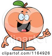 Cartoon Of A Peach Mascot With An Idea Royalty Free Vector Clipart