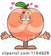 Cartoon Of A Loving Peach Mascot Royalty Free Vector Clipart