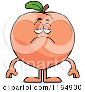 Cartoon Of A Depressed Peach Mascot Royalty Free Vector Clipart