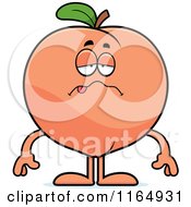 Cartoon Of A Sick Peach Mascot Royalty Free Vector Clipart