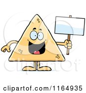 Tortilla Chip Mascot Holding A Sign