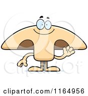 Cartoon Of A Waving Mushroom Mascot Royalty Free Vector Clipart