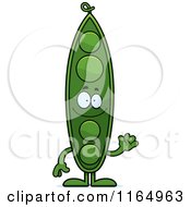 Cartoon Of A Waving Pea Pod Mascot Royalty Free Vector Clipart