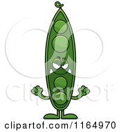 Cartoon Of A Mad Pea Pod Mascot Royalty Free Vector Clipart