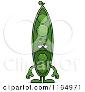 Cartoon Of A Depressed Pea Pod Mascot Royalty Free Vector Clipart