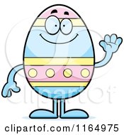 Cartoon Of A Waving Easter Egg Mascot Royalty Free Vector Clipart