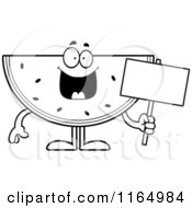 Poster, Art Print Of Black And White Watermelon Mascot Holding A Sign