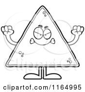 Cartoon Clipart Of A Mad Tortilla Chip Mascot Vector Outlined Coloring Page
