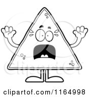 Cartoon Clipart Of A Scared Tortilla Chip Mascot Vector Outlined Coloring Page