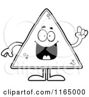 Cartoon Clipart Of A Tortilla Chip Mascot With An Idea Vector Outlined Coloring Page