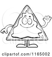 Cartoon Clipart Of A Waving Nacho Mascot Vector Outlined Coloring Page