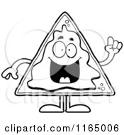Cartoon Clipart Of A Nacho Mascot With An Idea Vector Outlined Coloring Page by Cory Thoman