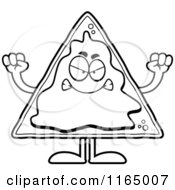 Cartoon Clipart Of A Mad Nacho Mascot Vector Outlined Coloring Page