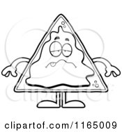 Cartoon Clipart Of A Sick Nacho Mascot Vector Outlined Coloring Page by Cory Thoman