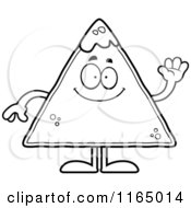 Poster, Art Print Of Black And White Waving Tortilla Chip With Salsa Mascot