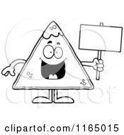 Poster, Art Print Of Black And White Tortilla Chip With Salsa Mascot Holding A Sign